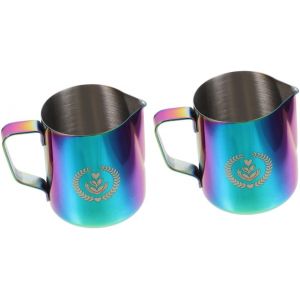 Machine &Agrave; Latte Art 2 Pi&egrave;ces Pichet &Agrave; Mousse Poign&eacute;e Confortable Acier Inoxydable Robuste Pour Caf&eacute;s H&ocirc;tels Professionnels Et D&eacute;butants - Neuf