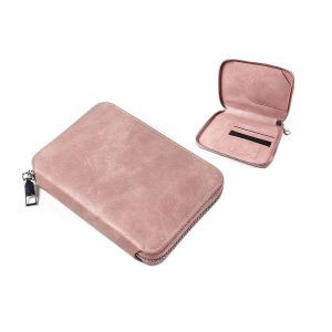 Portefeuille passeport avec protection RFID et fermeture &eacute;clair, en cuir PU rose, &eacute;tui pour cartes de voyage - Neuf