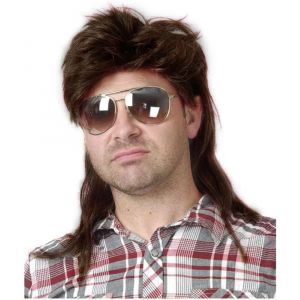 Kalanka-Hommes Mullet Perruque 70 's 80 Vintage Cosplay Costume Perruque Rock Disco Fantaisie Perruque Brun - Neuf
