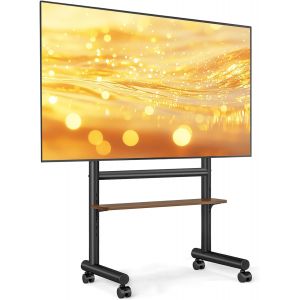 MEVRONISSHOP-Support TV Mobile sur roulettes pour T&eacute;l&eacute;viseurs 40-85 Pouces, Support TV Roulant Robust avec &Eacute;tag&egrave;re & Capacit&eacute; 60kg &iquest; Design R&eacute;glable, Mobilit&eacute; Facile & Gain de Place, Cadre Noir - Neuf