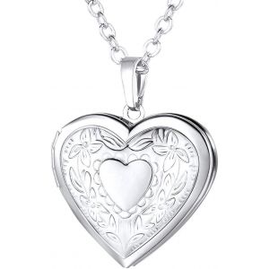 Kal-Collier Coeur Personnalisable Avec Photo/Texte,Pendentif Cadre Photo Ouvrable Bijoux Tendance Plaqué,Cadeau Parfait Pour Noël Valentin Fête Des Mères - Neuf