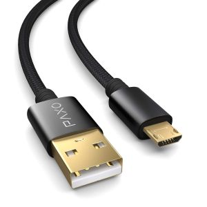 JGD-C&acirc;ble micro USB de 5m en nylon noir, USB vers micro c&acirc;ble de chargement USB, connecteurs en or, connecteurs &eacute;l&eacute;gants en aluminium, gaine en tissu & ruban auto-agrippant - Neuf