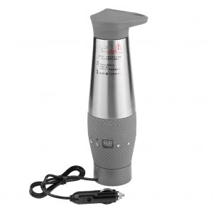 Bouilloire electrique de voyage 12 V 80 W avec isolation sous vide pour voiture, tasse chauffante et eau bouillante, grise - Neuf