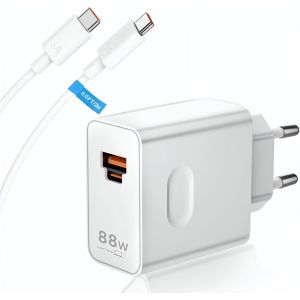 88w Supercharge Chargeur Rapide Pour Honor 200 Lite 90 Lite,2-Ports 88w Pd Chargeur Rapide Avec 6a Câble Usb C 2m,Supercharge Chargeur Pour Honor Magic7 Lite 7pro 6 6lite 6pro 70 Lite X6b X8b Pad X8a - Neuf