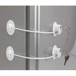 Pack De 2 Réfrigérateur Serrures Avec 4 Touches, Réfrigérateur Dortoir Congélateur Serrure De La Porte Et La Sécurité Des Enfants Serrure Armoire Avec Adhésif Puissant - Neuf