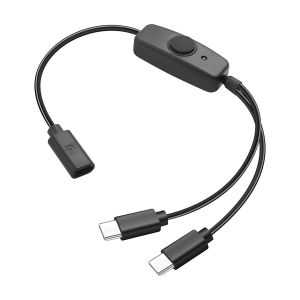 TYE-Câble d'alimentation USB C Splitter avec Interrupteur 5V 2A Type c Femelle à mâle Adaptateur de Cordon d'alimentation pour appareils à Faible consommation 11,8pied (USB C vers 2XUSB C) - Neuf