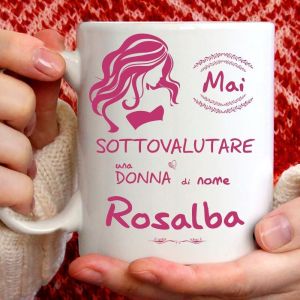 Eryi-Mug Rosalba Amusant Pour Petit-Déjeuner, Thé, Tisana, Café, Cappuccino. Gadget Tasse Personnalisée : Ne Sous-Estimer Pas Une Femme De Rosauba. Également Comme Idée Cadeau Originale Et Amusante. - Neuf