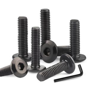 CHECARZHN--NO1-40 Pièces Vis M5 X 16Mm, Vis À Tête Plate À Six Pans Creux, Vis Inox, Filetage Complet Noire Oxydée Avec Clés Hex - Neuf