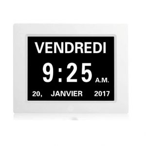 8 pouces LCD Horloge Numérique Calendrier avec la Date, le Jour et l'Heure, Non-Abrégé de l'Horloge, à atténuation Automatique, 8 Langues, l'Affichage de HD, de la Maladie de Rappel - Neuf
