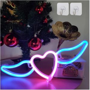 Rose Bleu Coeur Enseignes Au Néon Coeur Néon Lumière Led Néons Batterie Ou Alimenté Par Usb Décoration Murale Lumières Décoration De La Maison Lampe Chambre Décor Lumières Pour Fête De Mariage - Neuf