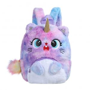Sac a dos chat en peluche colore et mignon pour filles, cartable d'ecole, cadeau pour enfants en plein air - Neuf