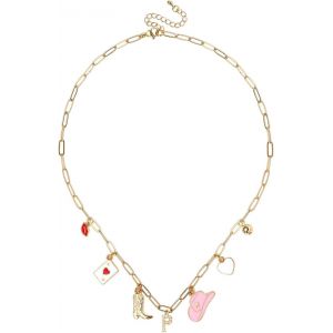 Kal-Collier &Agrave; Breloques Initiales Or Pour Femmes, Cowgirl Occidentale Collier Pendentif Lettre Bottes De Cowboy Chapeau Collier Cha&icirc;ne Trombone Tendance Cadeau De Bijoux - Neuf