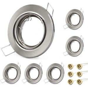 Eryi-Lot De 6 Cadres Pour Spots À Encastrer Orientables,Livré Avec Douilles Gu10,Cadre De Montage Encastré Pour Lampes Halogènes Gu10 Mr16 Led Module,Rond Spot Encastré - Neuf