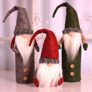 No&euml;l Bouteille De Vin De Couverture,3pcs Gnome De No&euml;l Faits &Agrave; La Main La Bouteille De Vin Couvre Sacs Ou De No&euml;l, D&eacute;corations De F&ecirc;te Festival Soir&eacute;e Tableau Des Cadeaux De Vacances - Neuf