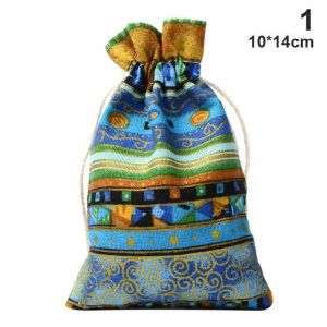 Bijoux De Style Ethnique Pi&egrave;ce De Monnaie Pochette Imprim&eacute; Cordon De Serrage Sac Cadeau Coton Sachet Candy Sac &Agrave; Main De Voyage 10 * 14cm,1 - Neuf
