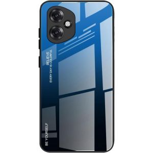Kal-Coque Pour Honor 400 5g, Etui Dégradé De Couleur Verre Trempé Back Coque + Souple Silicone Tpu Case Cover Protection Antichoc Housse (Bleu/Noir) - Neuf