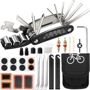 Letnerny-Kit Reparation Velo, 16 En 1 Kit Crevaison Velo, Trousse Multifonction Outils Pneu, Kit Velo Convient Pour Une Utilisation Situations D'urgence Lors De Voyages Longue Distance - Neuf