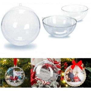 Nouveau,adapté 20 pièces Boules en acrylique Boules de bricolage Boules d'arbre de Noël en plastique transparent 3,15 '' / 80 mm pour la décoration de la maison de fête de mariage de vacances - Neuf