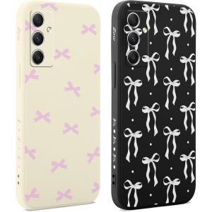 TRAHOO-2 Pi&egrave;ces Coque pour Samsung Galaxy A34 5G, &Eacute;tui avec Aesthetic Noeud Motif Design, Silicone Antichoc Femme Fille Cam&eacute;ra Protection Housse Etui Bumper Cover pour Samsung A34 5G 6,5'' - Arc 01 - Neuf