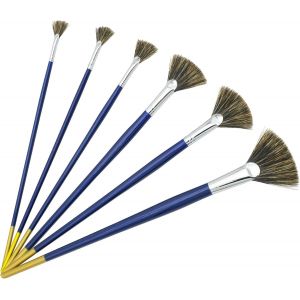 Pinceaux Peinture Huile En Éventail Poils De Sanglier Naturels - 6pcs Pinceau Professionnels Pour Peinture À L'huile,Peinture Acrylique,Peinture Aquarelle,Set Artiste - Neuf