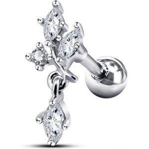 Piercing Helix Piercing Oreille 16g Piercing Cartilage En Acier Chirurgical 316l Pendentif Lustre Vigne Avec Zircone Cubique Piercing Tragus Boucles D¿Oreilles Femme Anneau Bijoux Piercing 6mm - Neuf