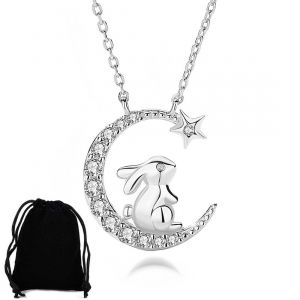 Kal-Collier Animalier Collier Lapin En Argent 925 Hypoallergénique Collier Cadeau De Pâques Bijoux Pour Femmes Filles - Neuf