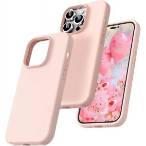 Maa-Coque Pour Iphone 14 Pro, Doublure Douce En Tissu Microfibre, Anti-Choc, Anti-Rayures, Coque En Silicone Pour Iphone 14 Pro 6,1 Pouces, Rose - Neuf