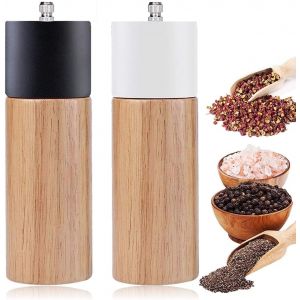 Manuel De Sel Et De Poivre Du Moulin En Céramique Réglage De La Mouture - Sel Et Poivre Shaker Set, Le Sel Et Le Poivre Shakers, 6 Pouces De Bois D'hévéa Manuel Moulin À Poivre - Fines Et Grossières - Neuf