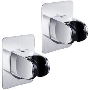 Support de pomme de douche &agrave; main 2 pi&egrave;ces,support de douche mural,support de douche r&eacute;glable,support de pomme de douche autocollant,argent durable sans dril - Neuf