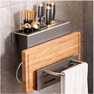 Support De Planche À Découper,Support De Rangement Multiple Pour Cuisine,Support D'ustensiles Avec Porte-Serviettes,Support De Bloc De Couteaux - Neuf