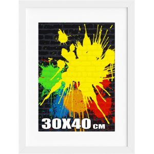 CMWX-Cadre photo 30 x 40 cm, blanc avec grain de bois, fixation murale - Neuf