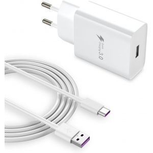 JGD-Chargeur Secteur Super Rapide 3.0 pour Samsung Huawei P40 P30 P20 Lite Pro P50 P10 P9 Plus Xiaomi Google HTC LG Oppo Meiuzu ZTE Oneplus Nokia Sony etc. avec C&acirc;ble Type C 2 m - Neuf