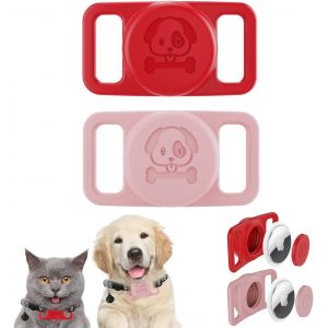 Jgd-Lot De 2 &Eacute;tuis De Protection Pour Collier De Chien Airtag - En Silicone Gps - Protection Pour Animaux De Compagnie - Pour Chien Et Chat - Accessoires Compatibles Avec Traceur - R&eacute;sistant Aux - Neuf