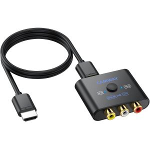 MEVRONISSHOP-Convertisseur AV vers HDMI avec C&acirc;ble 50cm Adaptateur RCA vers HDMI 1080P/720P (60Hz) pour PS1/PS2/Wii/N64 Commutateur 4:3/16:9 Exclusif Plug & Play Compatible T&eacute;l&eacute;viseurs/Moniteurs - Neuf