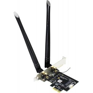 WA01 M.2 E Key to PCIe X1 WiFi Bluetooth Adapter for M.2 WiFi 4/5/6/6e/7/Coral TPU Module, with 6-dBi SMA Antenna Kits - Neuf