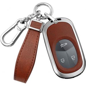 Étui de clé de Voiture Intelligent Compatible avec Nio EC6 EC7 EP9 ES3 ES6 ES7 ES8 ET5 ET7 EL7 EL7 Eve ET Porte-clés 3 Boutons Argent Marron - Neuf
