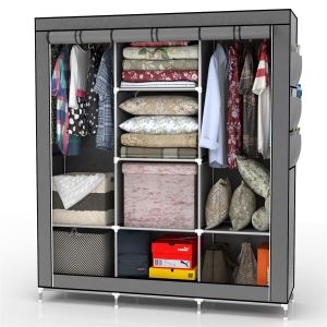 Armoire Pliable De Rangement 130x175x45 Penderie Pliante Camping Rail Vêtements - Neuf