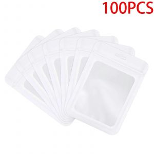 100pcs Sac Ziplock Mat Emballage Cosmétique Sac Cadeau Auto-Scellant Bijoux Transparent Holographique Feuille D'aluminium Zip Lock Sacs Sac Alimentaire - Neuf