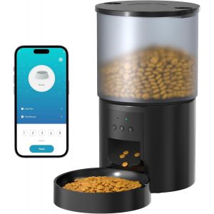 Yemaesre-Distributeur Croquettes Chat Automatique Wifi Gamelle Chat Automatique - Distributeurs De Nourriture Pour Chiens Connecté App - Mangeoire Pour Chat Enregistrement Vocal 10s Programmable Noir - Neuf