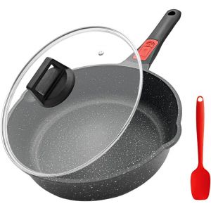 Poêle À Frire 28 Cm Antiadhésive Avec Couvercle, Poêle Universelle En Fonte D'aluminium Avec Poignée Détachable, Passe Au Four, Tous Types De Cuisinières - Neuf