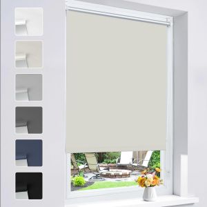 Store Enrouleur Occultant Sans Per&ccedil;age Installation Facile 100% Opaque Protection Thermique Solaire Pour Fen&ecirc;tre Porte, 105l X 140l Cm, Cr&egrave;me - Neuf