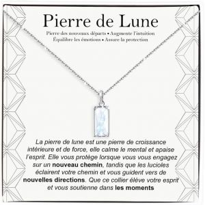 Collier Pierre De Lune Naturelle Cadeaux Pour Elle En Argent Sterling 925 Id&eacute;e Cadeau Pour Fille No&euml;l Anniversaire Colliers Fille Maman Soeur &iquest; Coffret Avec D&eacute;dicace Inclus. - Neuf
