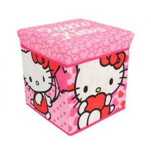 Pouf Coffre De Rangement &Agrave; Jouets Hello Kitty Chambre Enfant Banc Malle Peluche Box - Neuf