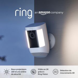 Caméra Spotlight Plus sans fil (Spotlight Cam Plus Battery)| Caméra surveillance extérieure wifi, vidéo HD 1080p, audio bidirectionnel, projecteurs LED | Essai Home gratuit 30 j. - Neuf