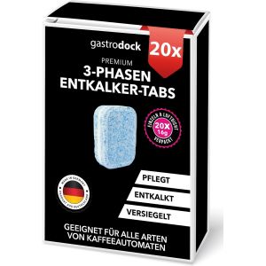 JGD-Lot de 20 pastilles de d&eacute;tartrage triphas&eacute;es pour machines &agrave; caf&eacute; et machines &agrave; caf&eacute; automatiques - Fabriqu&eacute;es en Allemagne - Compatible avec Siemens EQ Series, Jura, Krups, Bosch, Miele, Melitta - Neuf