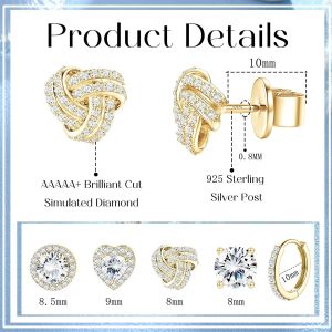 Boucle D'oreille Argent 925 Femme Homme Boucles D'oreilles Diamant Simul&eacute; Brillant Boucles D'oreilles En Zircon Cubique Grandes Creoles Plaqu&eacute;es Or 14k Boucle D'oreille Femme Argen[Bou9240954] - Neuf