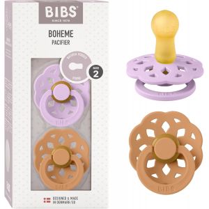 Boheme Lot De 2 T&eacute;tines Sans Bpa,En Forme De Cerise,Caoutchouc Naturel/Latex,Fabriqu&eacute;es Au Danemark,Taille 2 (6-18 Mois),Violet Ciel/Citrouille - Neuf