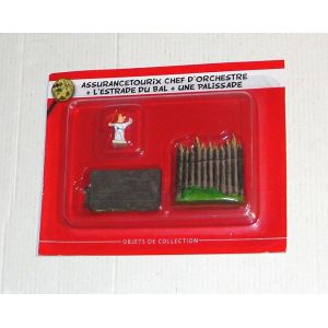 Asterix Obelix Le Village Hachette Figurine Collection Goscinny Uderzo 2016 Assurancetourix Chef D'Orchestre + L'Estrade Du Bal + Une Palissade Les &Eacute;ditions Albert Ren&eacute; - Neuf