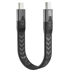 JGD-C&acirc;ble USB C Court 13cm, 240W Type C M&acirc;le Vers Type C M&acirc;le 80Gbps Charge Rapide Transfert de Donn&eacute;es C&acirc;ble Souple FPC Mini-USB pour T&eacute;l&eacute;phone Portable Smartphone Tablette Appareil - Neuf