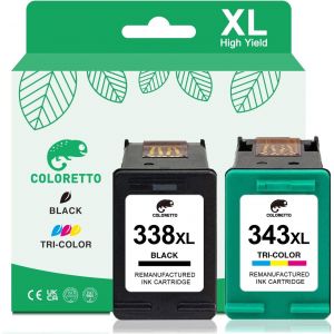 338Xl 343Xl Cartouches D'Encre Remanufacturées Cartouche Pour Hp 338 Et 343 Noir Et Couleur Photosmart B8330 B8350 2605 2710 Deskjet 460 5740 6520 Officejet H470 6210 6213 7210 Psc 1600 1610 - Neuf